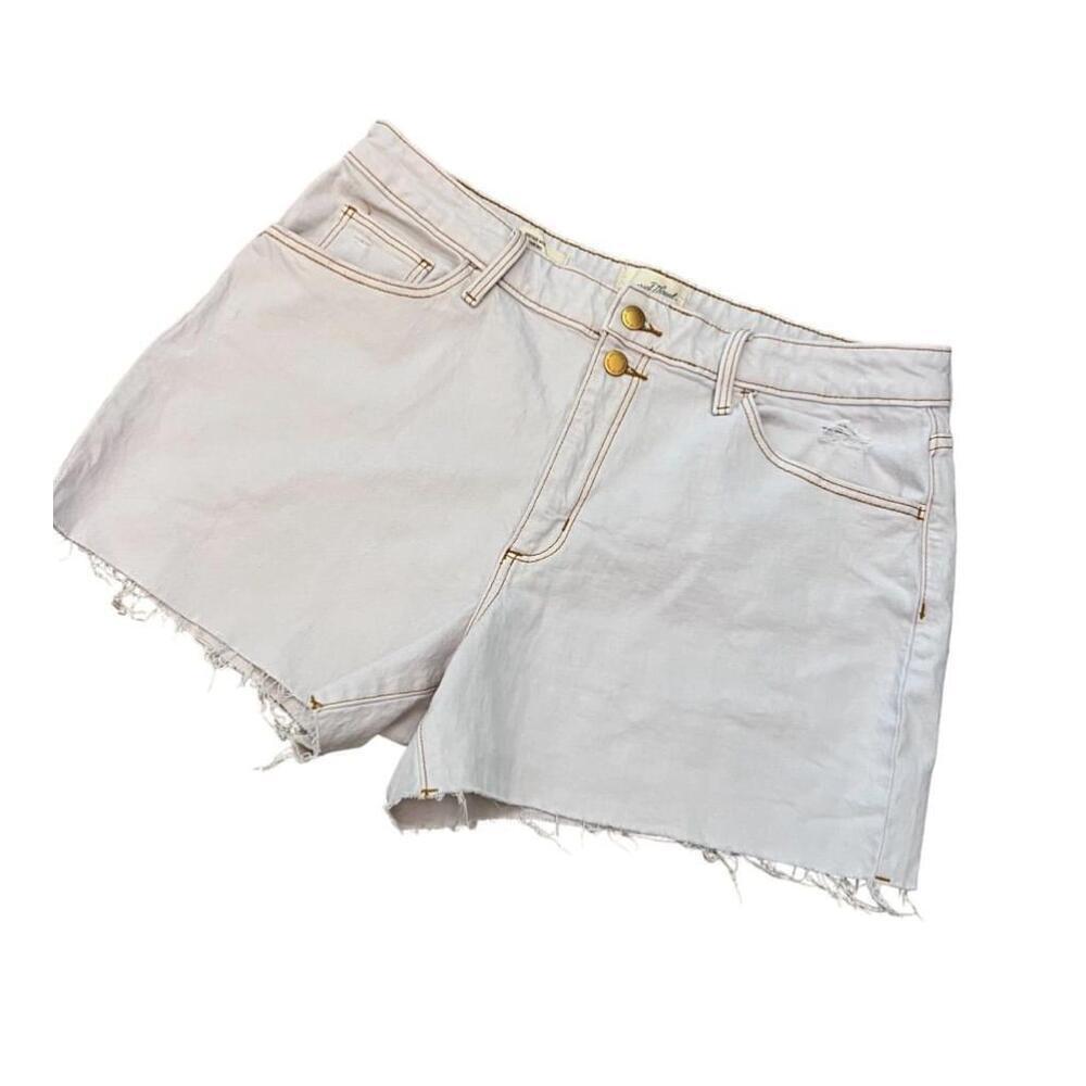Bleach Dye Vintage Midi Cutoff Stretch High Waist Denim Short 14